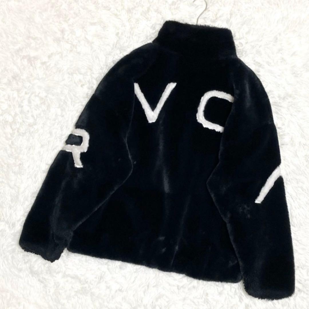ルーカ RVCA フェイクファージャケット ブラック ロゴ ビッグシルエット