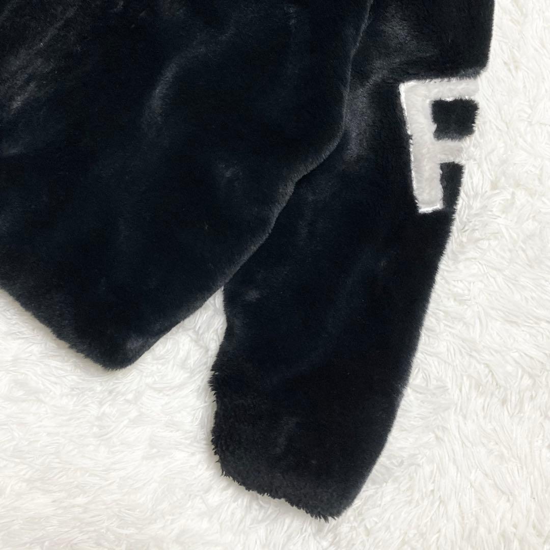 ルーカ RVCA フェイクファージャケット ブラック ロゴ ビッグシルエット