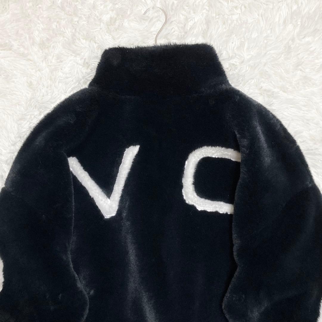 ルーカ RVCA フェイクファージャケット ブラック ロゴ ビッグシルエット