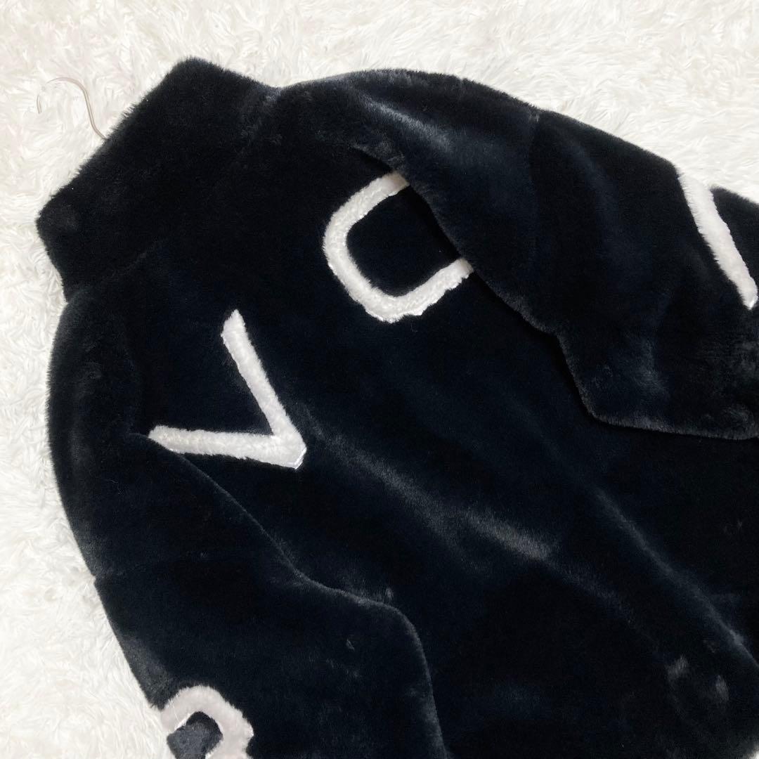 ルーカ RVCA フェイクファージャケット ブラック ロゴ ビッグシルエット