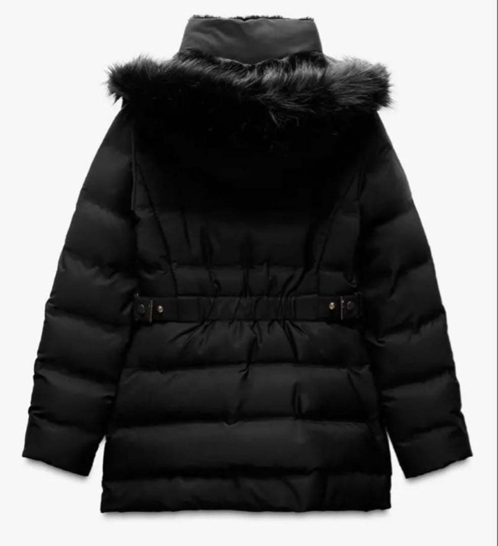 【美品】 ZARA Mサイズ セミロング丈フード付きダウンジャケット