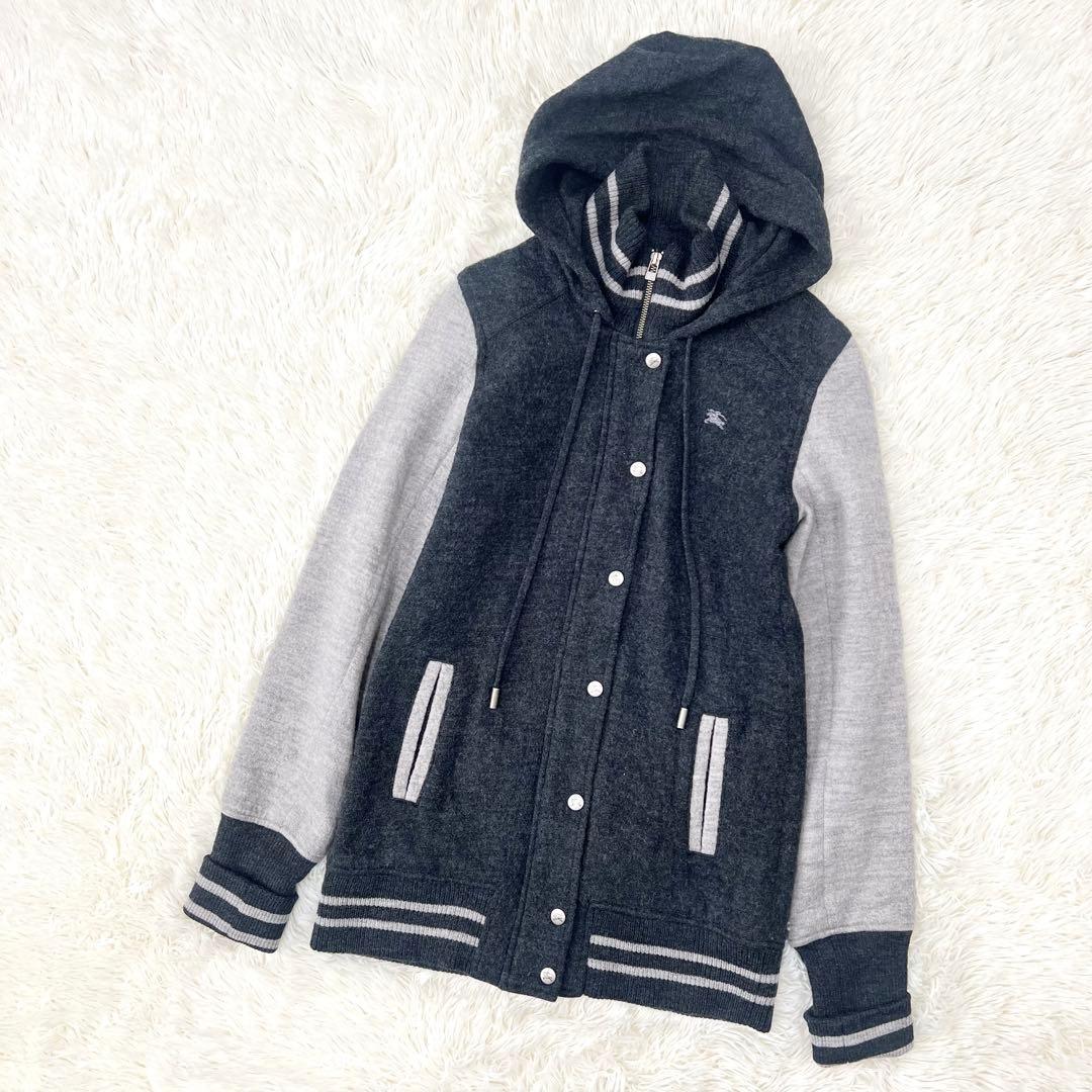 【希少】バーバリーブルーレーベル　スタジャン　フード　チェック　38