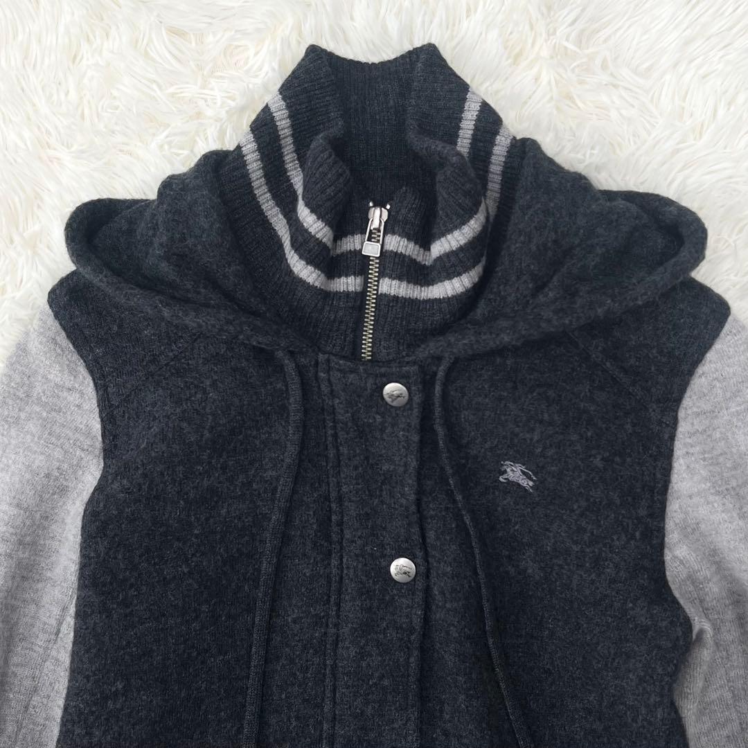 【希少】バーバリーブルーレーベル　スタジャン　フード　チェック　38