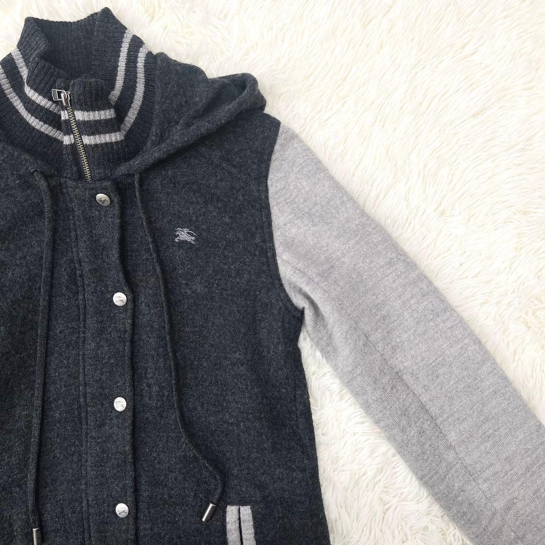 【希少】バーバリーブルーレーベル　スタジャン　フード　チェック　38