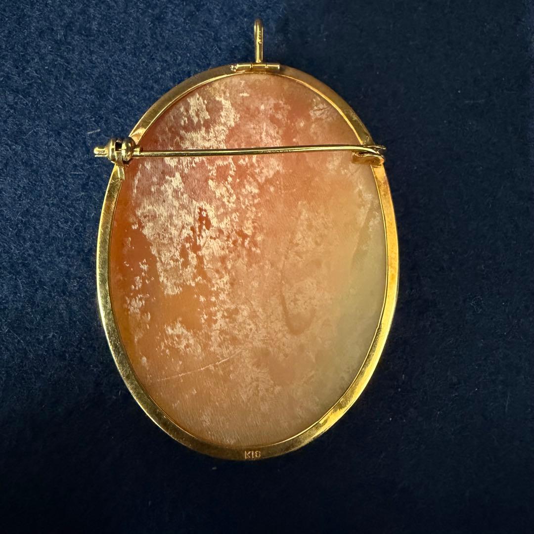 K18 カメオ ブローチ ペンダントトップ シェル 天然貝 高島屋 重量約11g