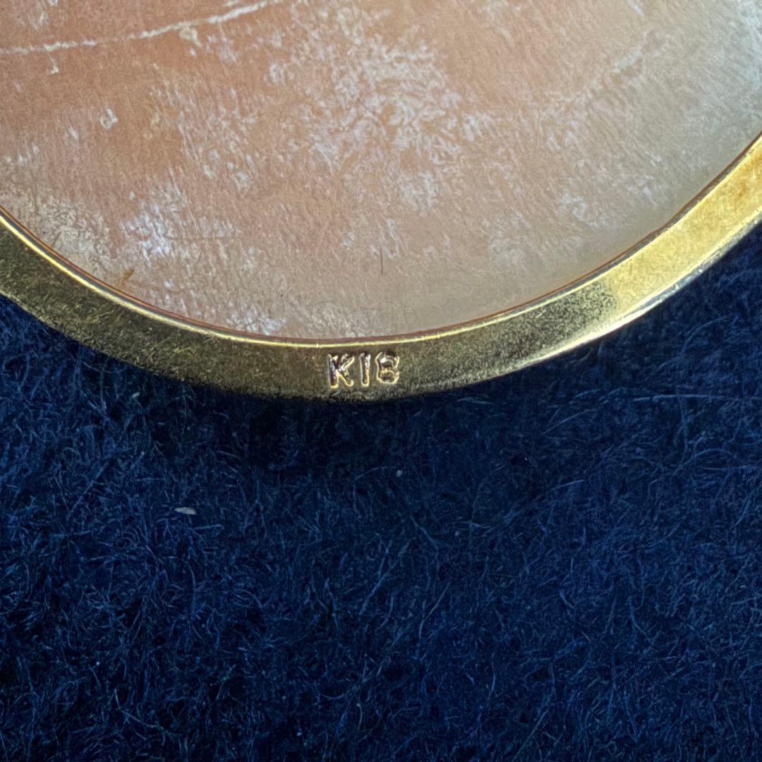 K18 カメオ ブローチ ペンダントトップ シェル 天然貝 高島屋 重量約11g