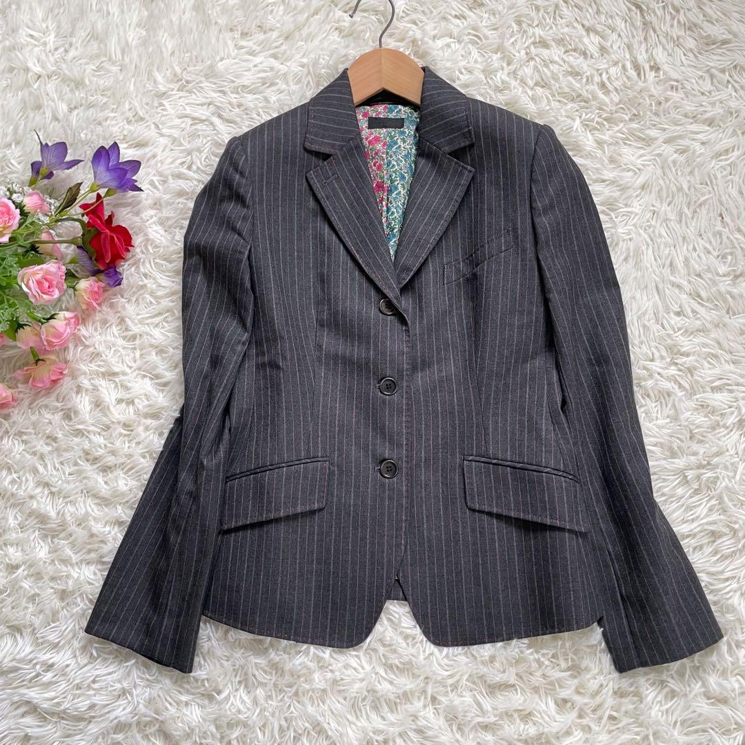 Paul Smith BLACK グレーストライプ裏地フラワーマルチパンツスーツ