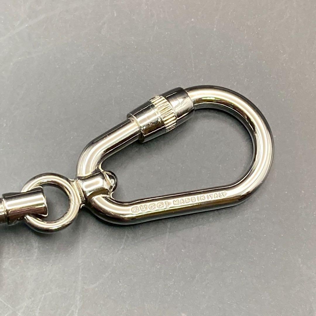 【美品】グッチ　キーリング　キーホルダー　ロゴ刻印　シルバー　カラビナ　箱付き