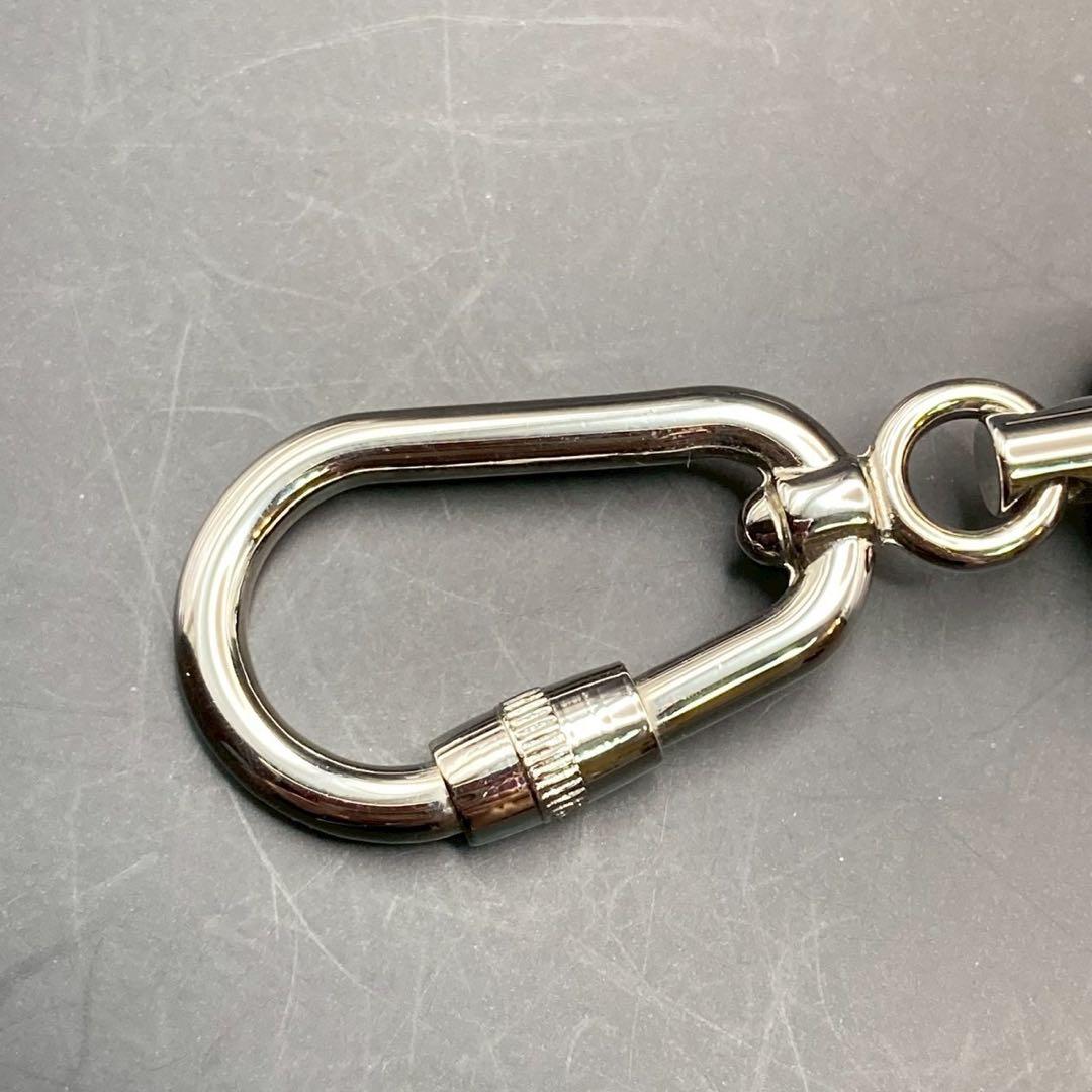 【美品】グッチ　キーリング　キーホルダー　ロゴ刻印　シルバー　カラビナ　箱付き