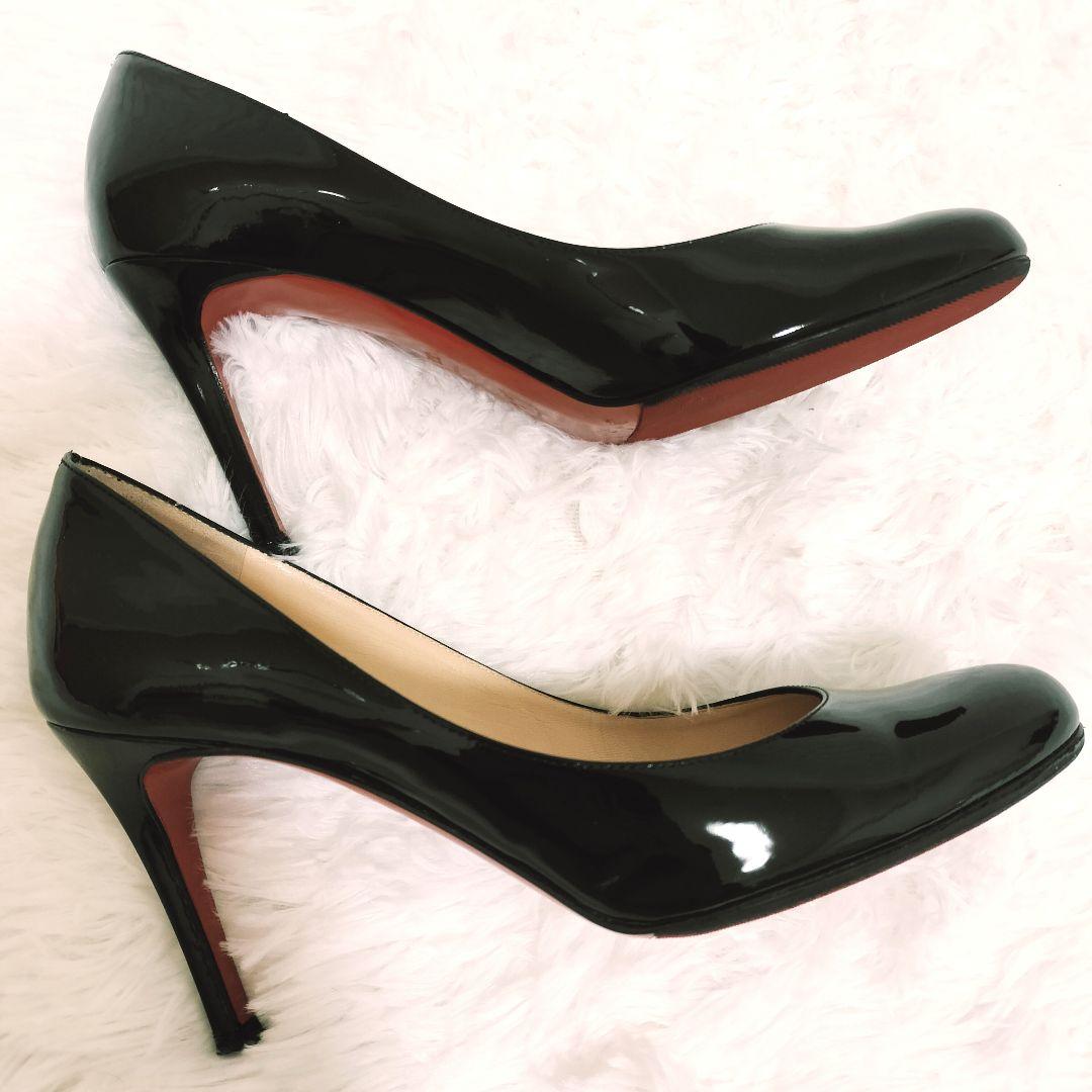 美品 クリスチャンルブタン ハイヒール パンプス ブラック エナメル 23.5