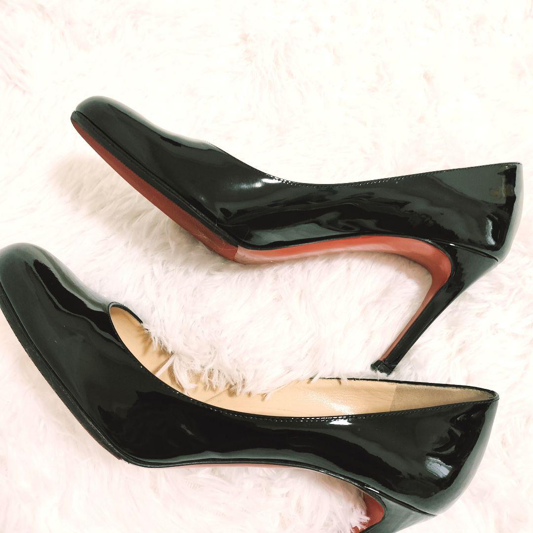 美品 クリスチャンルブタン ハイヒール パンプス ブラック エナメル 23.5