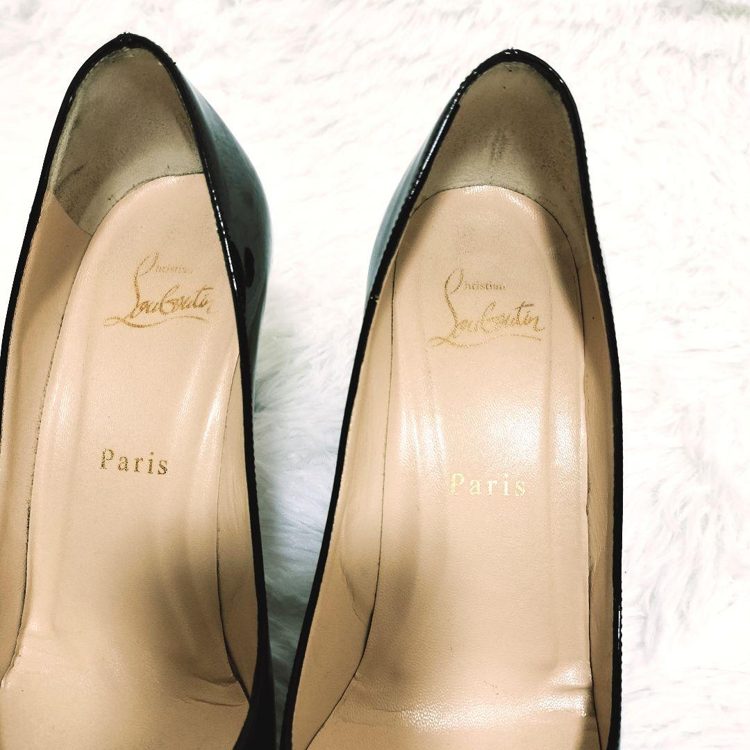 美品 クリスチャンルブタン ハイヒール パンプス ブラック エナメル 23.5