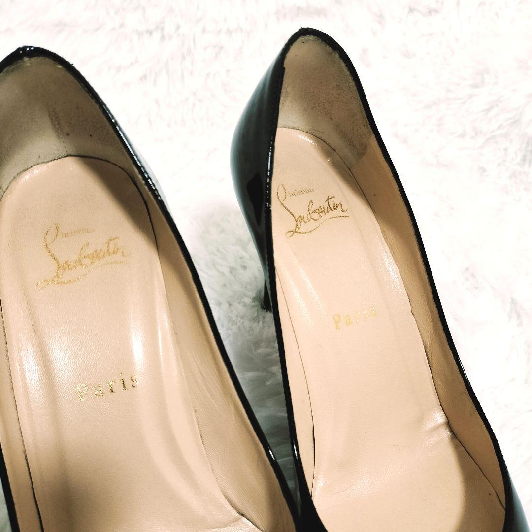 美品 クリスチャンルブタン ハイヒール パンプス ブラック エナメル 23.5