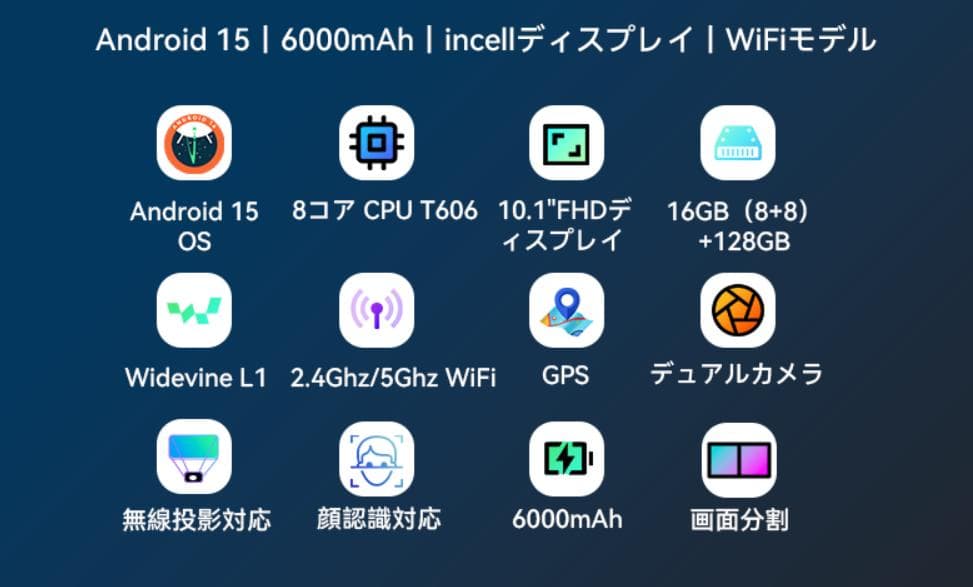 【＊ほぼ新品★】10.1インチFullHD　最新OS＊Android 15☆
