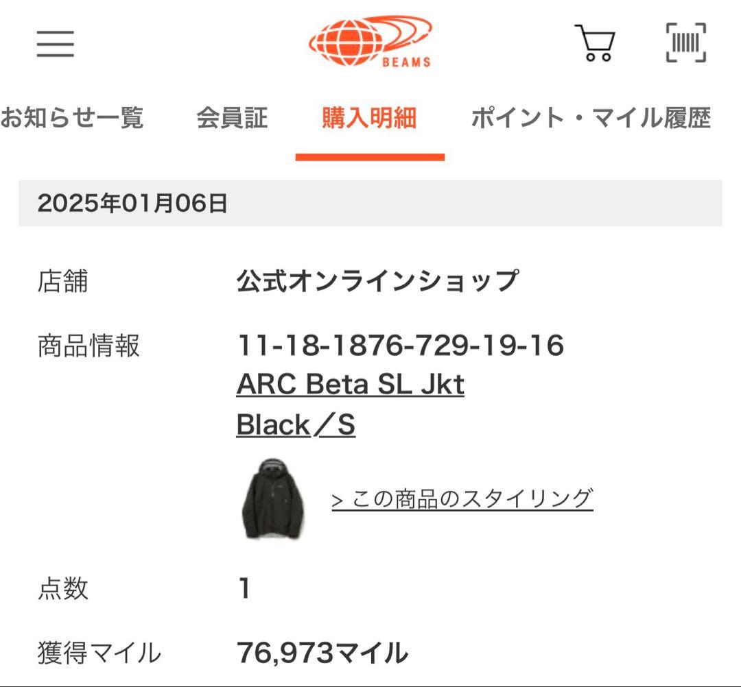 アークテリクス Beta SL Jacket Sサイズ