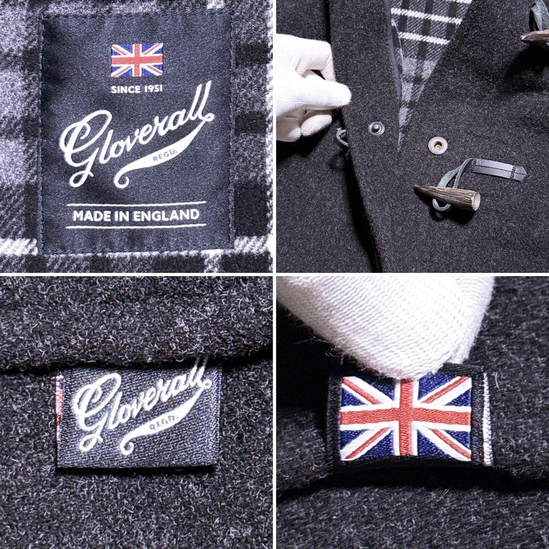 【未使用】グローバーオール ダッフルコート ロング チェック 黒 レディース