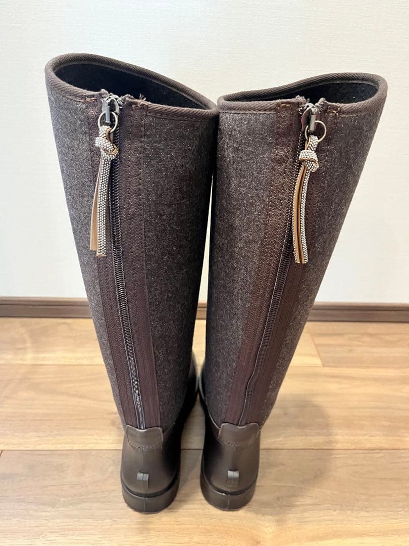 ファビアナフィリッピ ダークブラウン ロングブーツ ファスナー付き