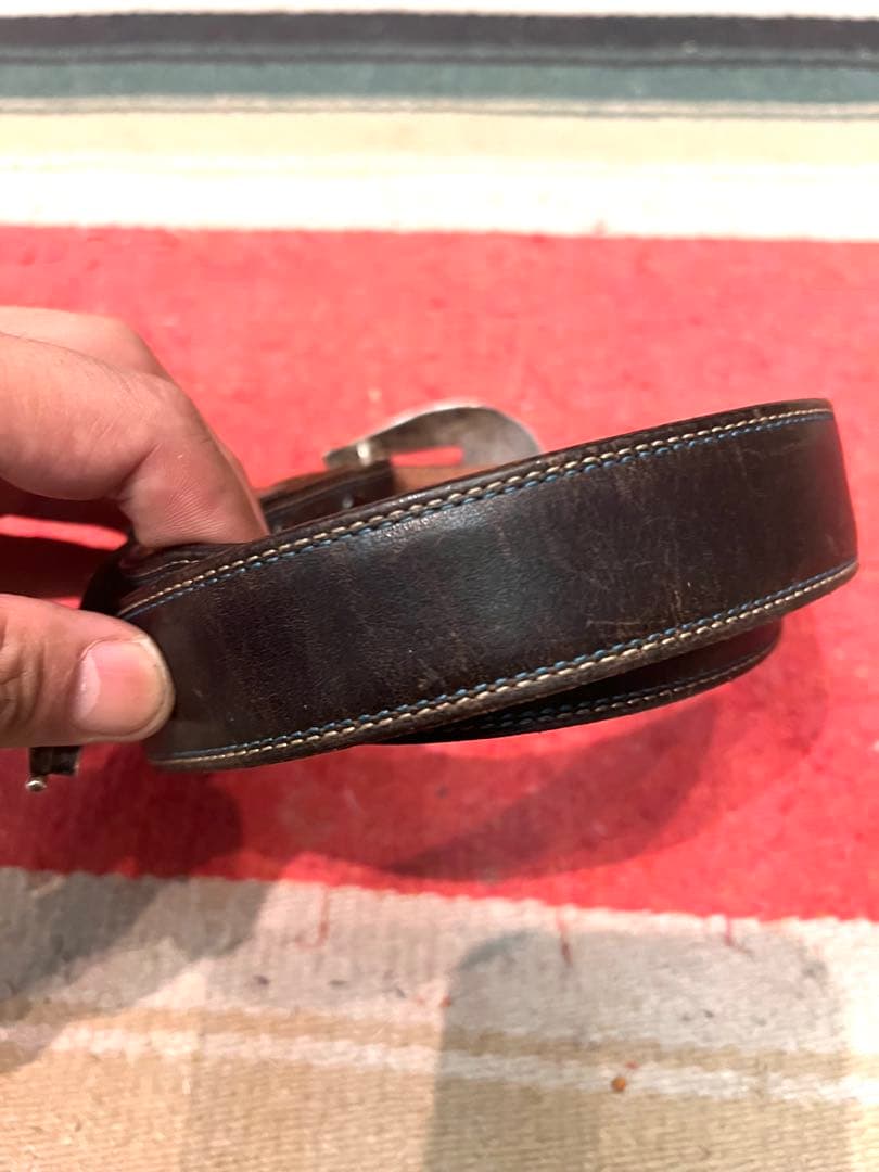 インディアンジュエリー　シルバー925製　ターコイズ、シェル　インレイバックル