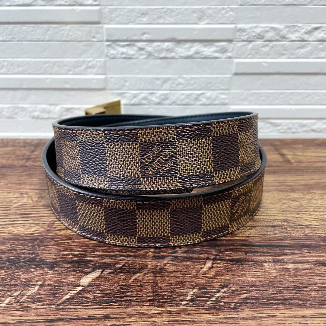 ルイヴィトン ダミエ レザー サンチュール ゴールド 金具 バックル ベルト.