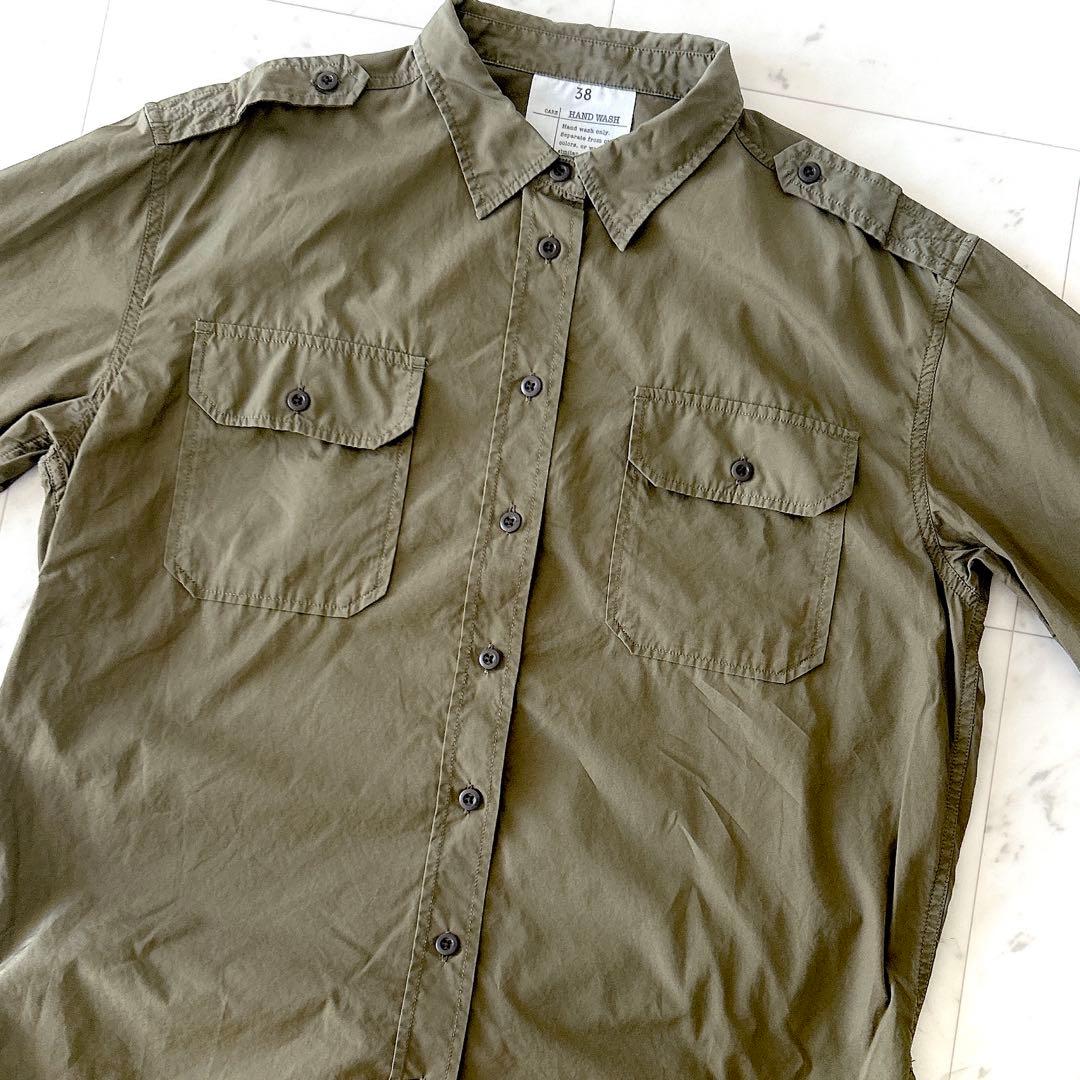 人気 ドゥーズィエムクラス オーバーサイズ ミリタリー シャツ カーキ長袖