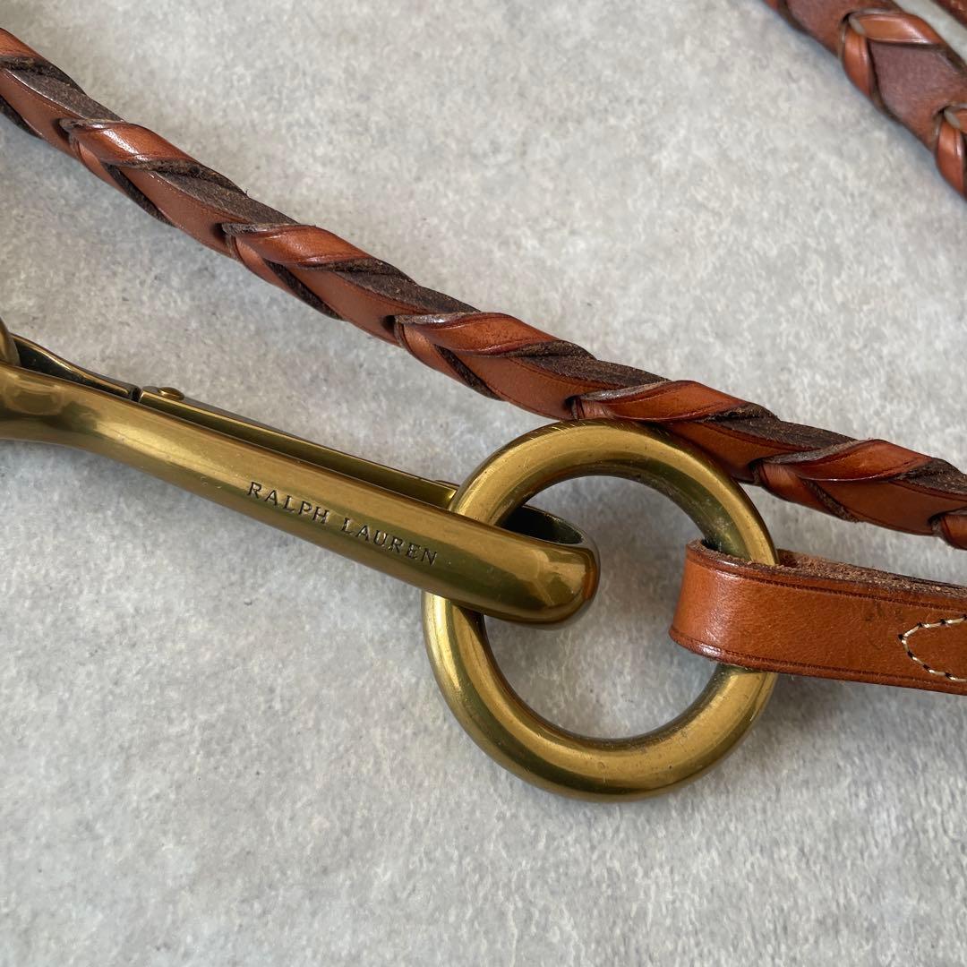 新品同様【レア】Ralph Lauren レザー編み込みベルト ゴールドバックル