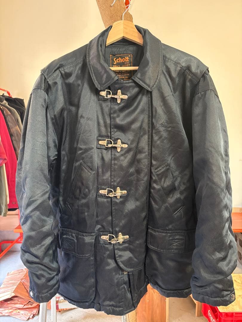 Schott ブラック ファイヤーマンジャケット