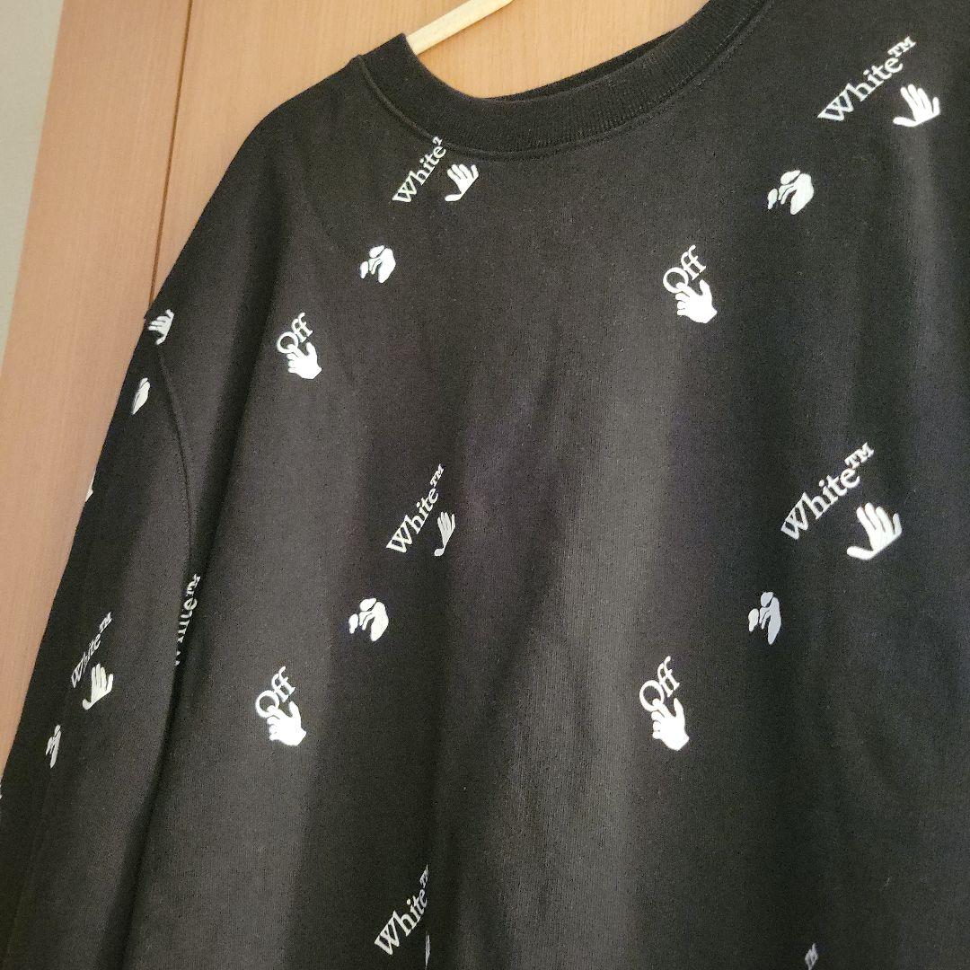 早いもの勝ち　オフホワイト ロゴプリントスウェット 黒　off-white