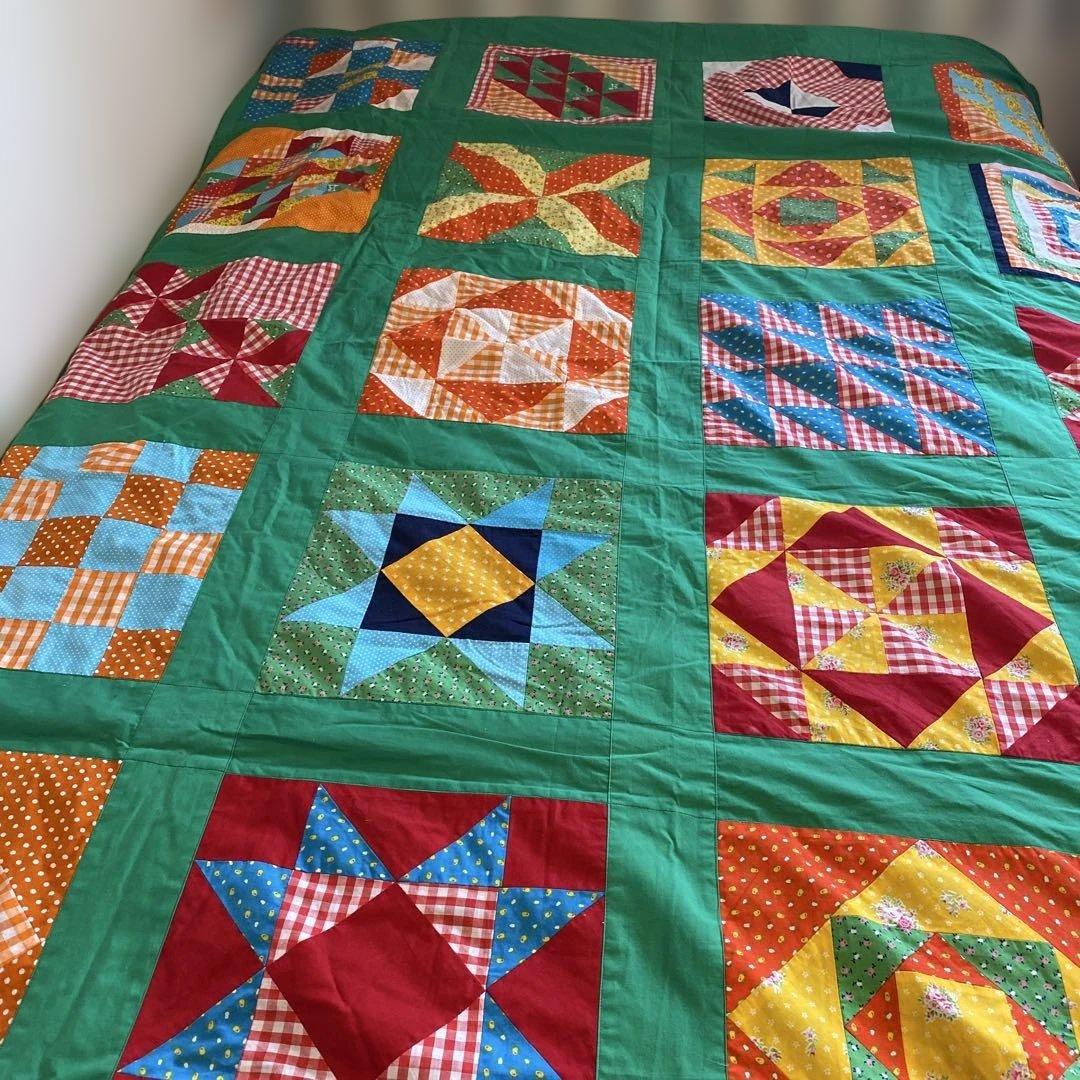 パッチワークキルトマルチカバーハンドメイド☆ビッグサイズ☆アメリカンカントリー