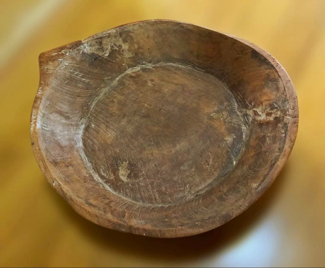 プリミティブ アンティーク ウッドボウル　トレイ　木製　ビンテージ