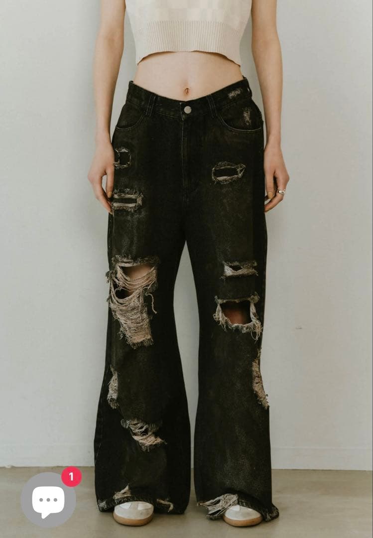 【え】Knuth Marfクヌースマーフダメージデニムパンツ