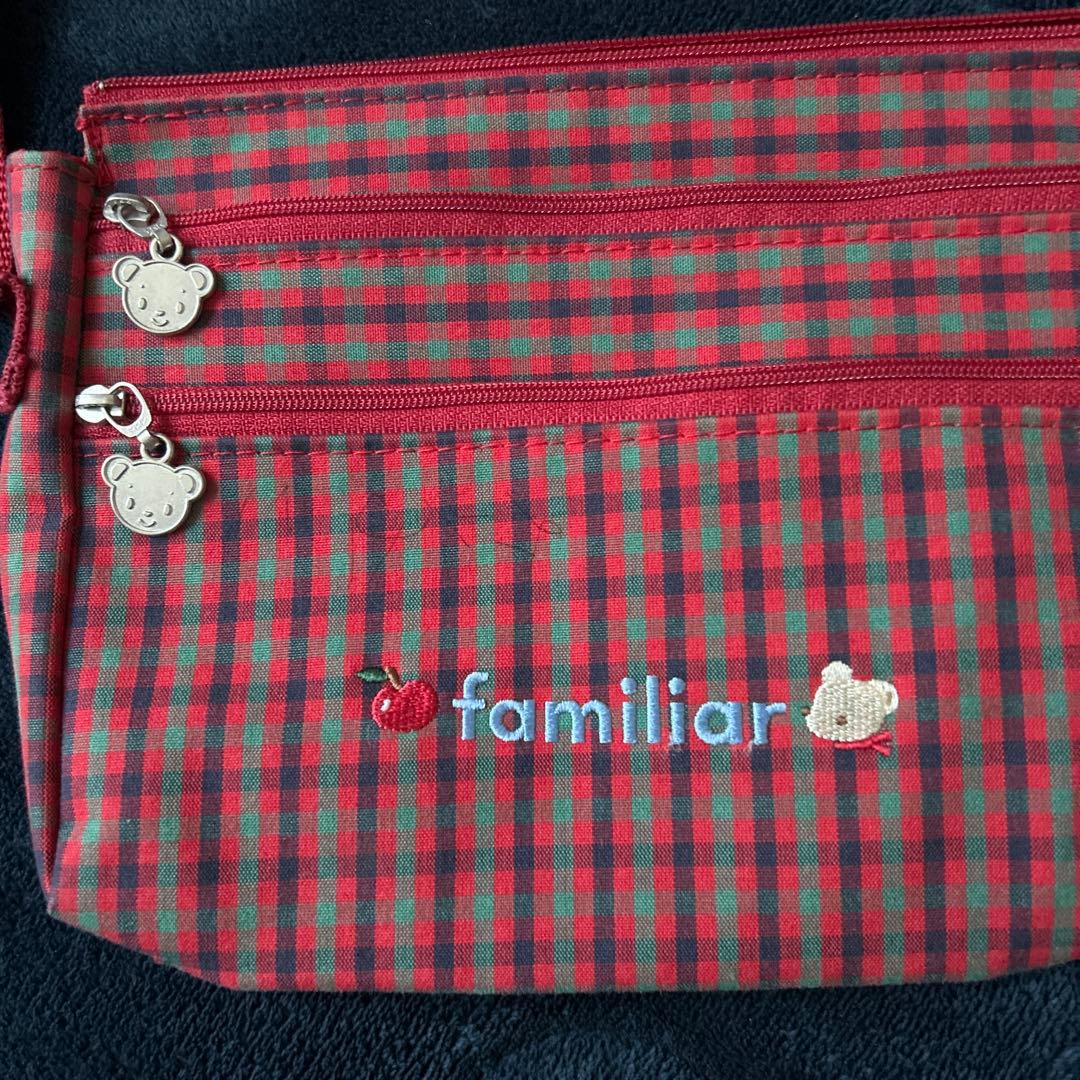 familiar 赤緑チェック ショルダーバッグ