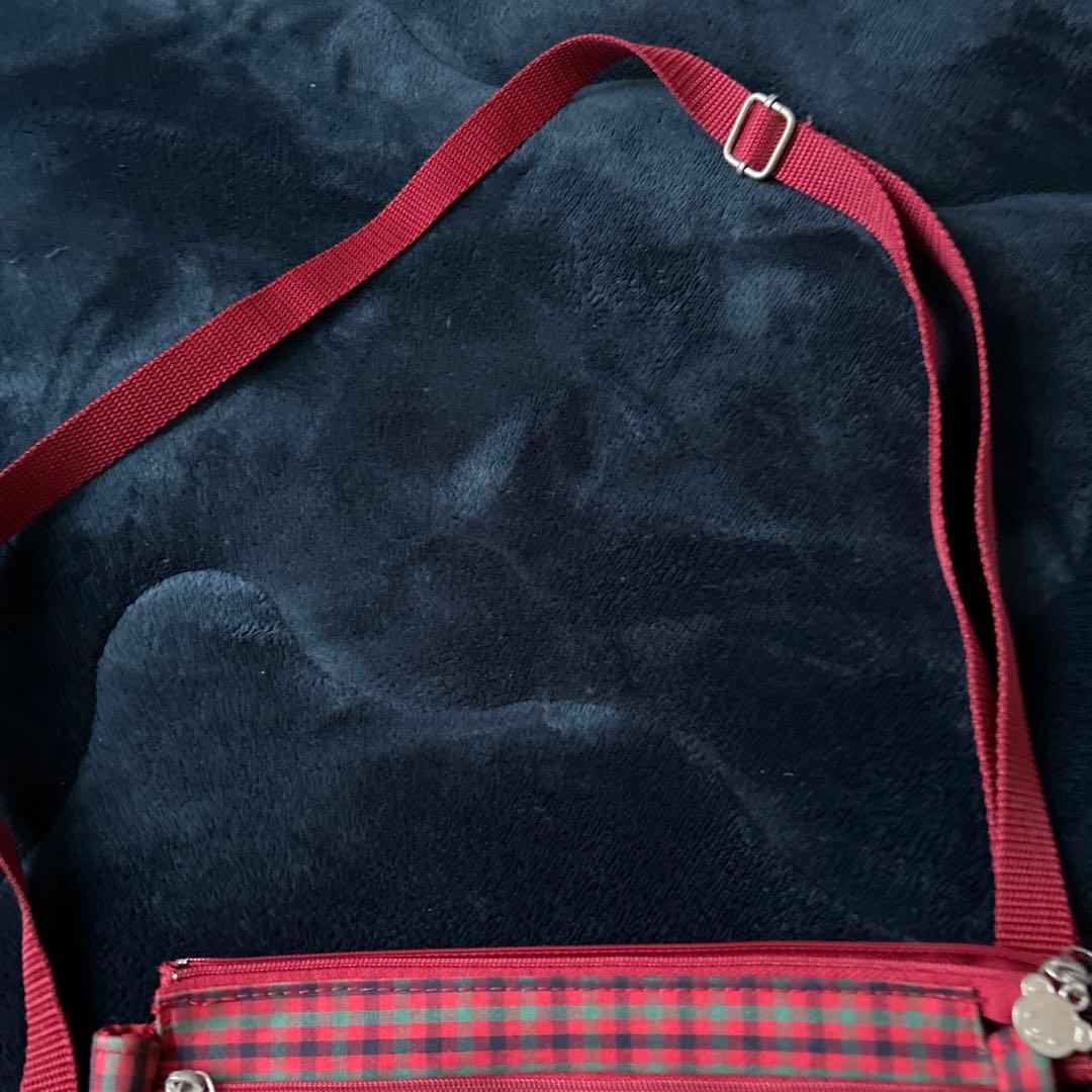 familiar 赤緑チェック ショルダーバッグ