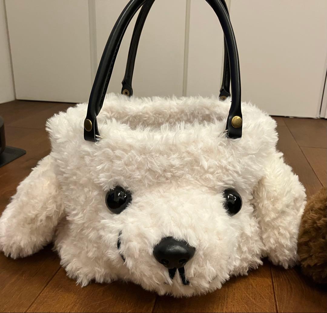 トイプードル　カートバッグ オフホワイト&ブラウン　ネコピー