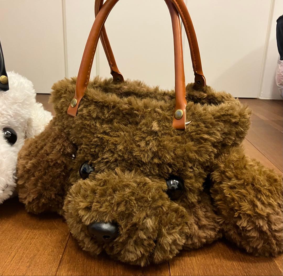 トイプードル　カートバッグ オフホワイト&ブラウン　ネコピー