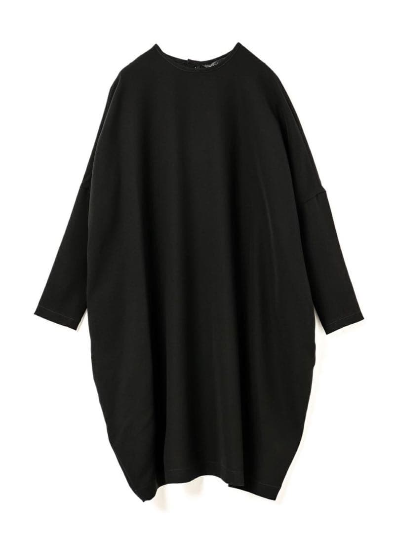 美品ミズイロインド ワイドコクーンワンピース 黒定番人気 セレモニー ゆったり