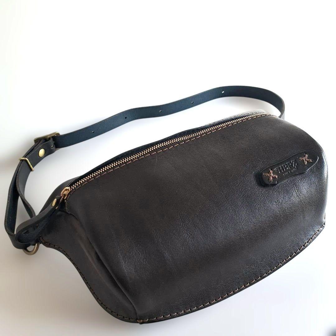 【限定色】デニムブルー　HERZ　立体マチ・ボディバッグ　F-5　ウエストバッグ