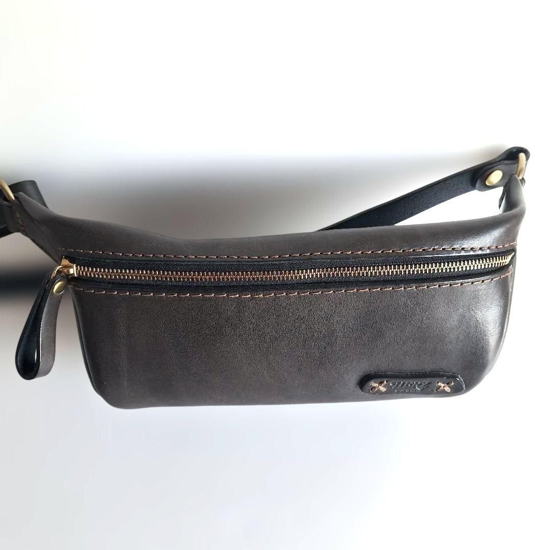 【限定色】デニムブルー　HERZ　立体マチ・ボディバッグ　F-5　ウエストバッグ