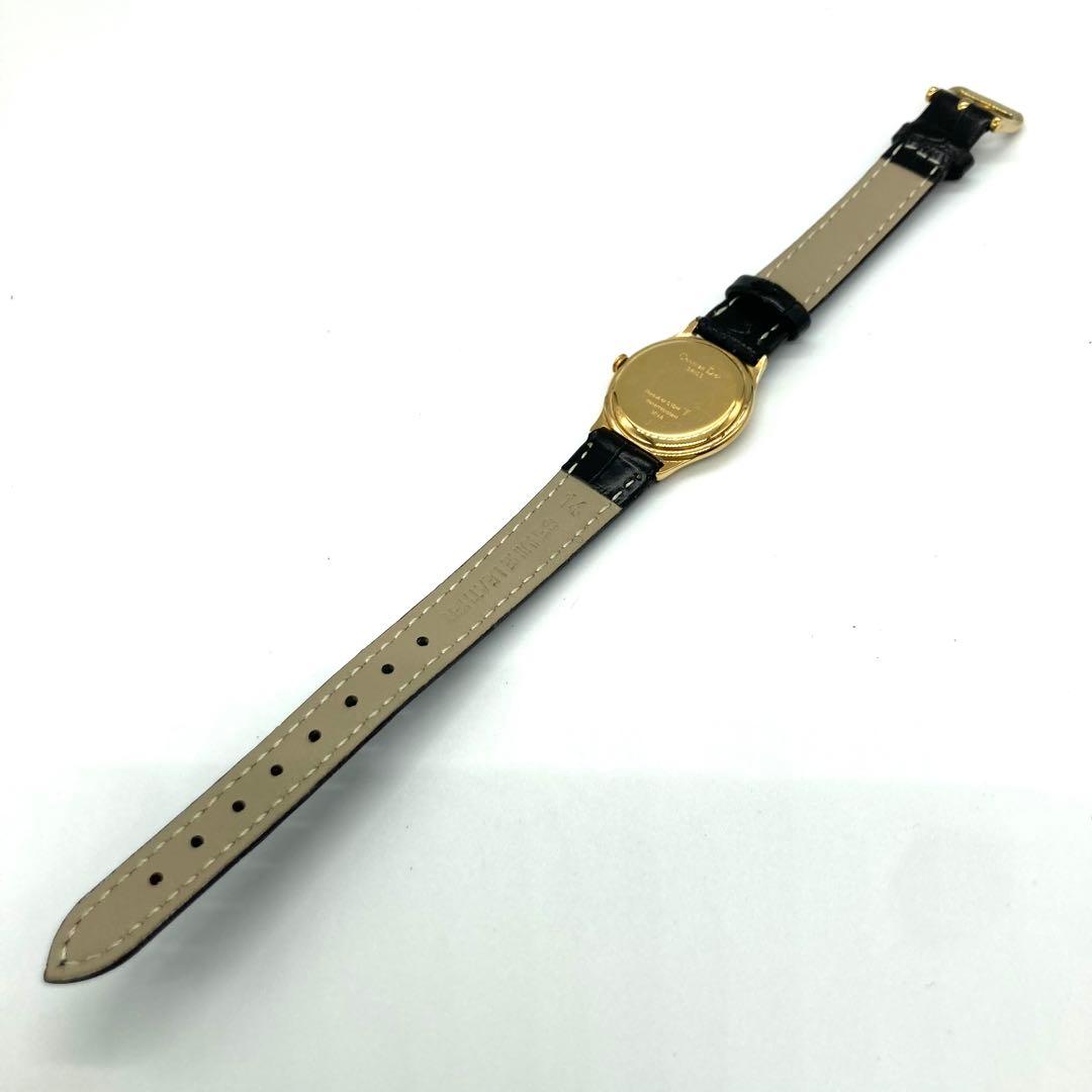 【稼働】 ディオール 腕時計 3048 クォーツ ゴールドベゼル ホワイト文字盤