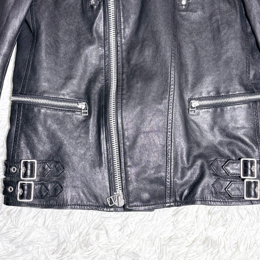 【SHIPS JET BLUE】ゴートレザー ライダース ジャケット M 山羊革