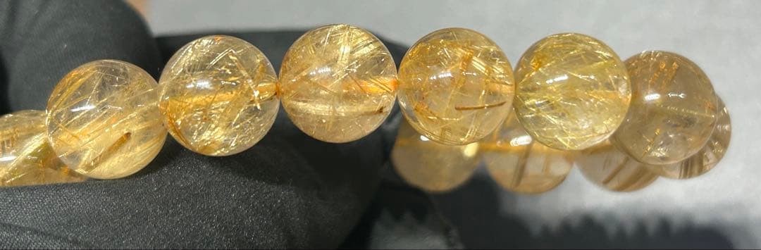 ゴールド　ルチル　クォーツブレスレット　14mm 66.3g