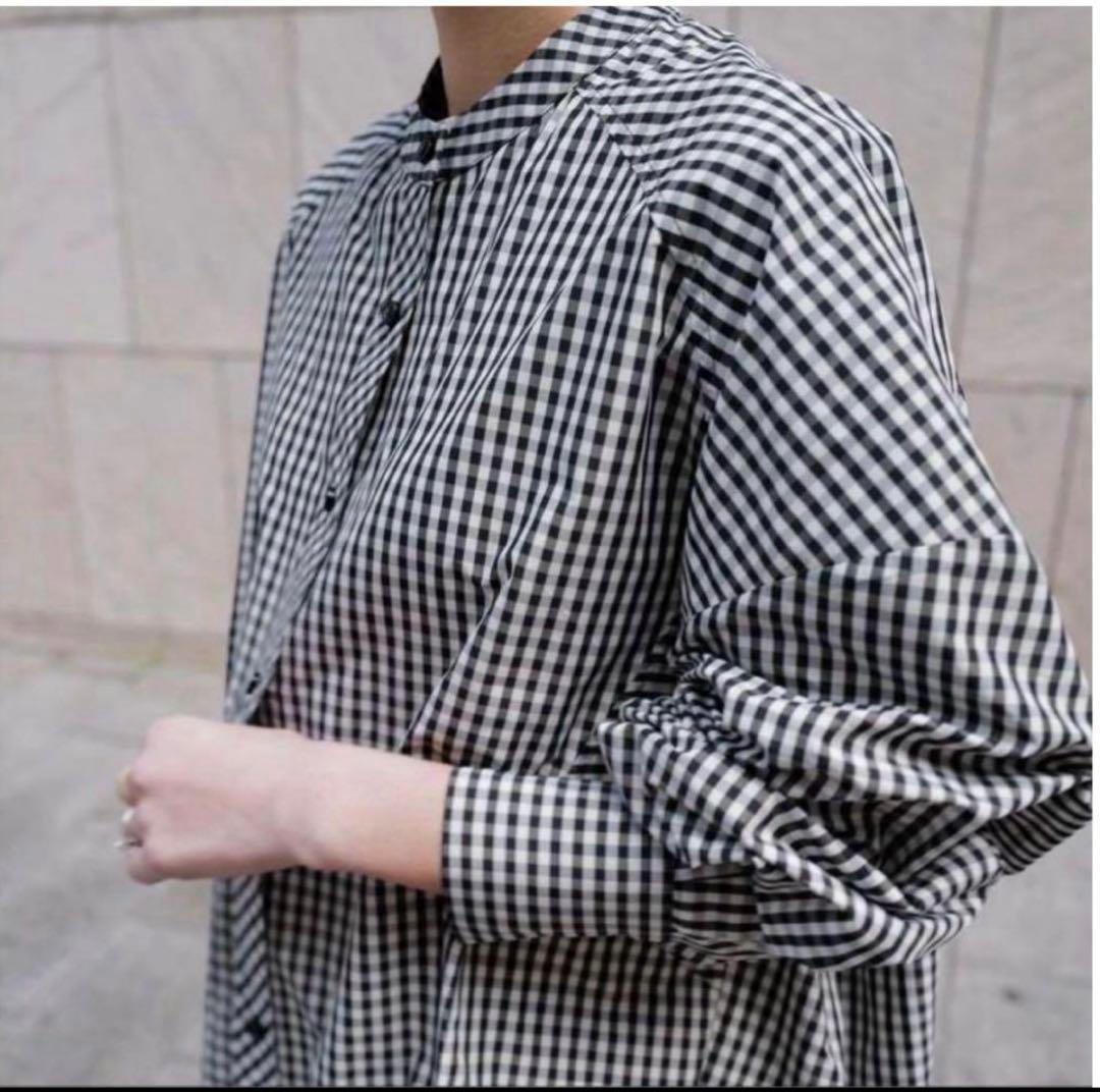 machatt ギンガムチェック　スタンドカラーオーバーシャツ