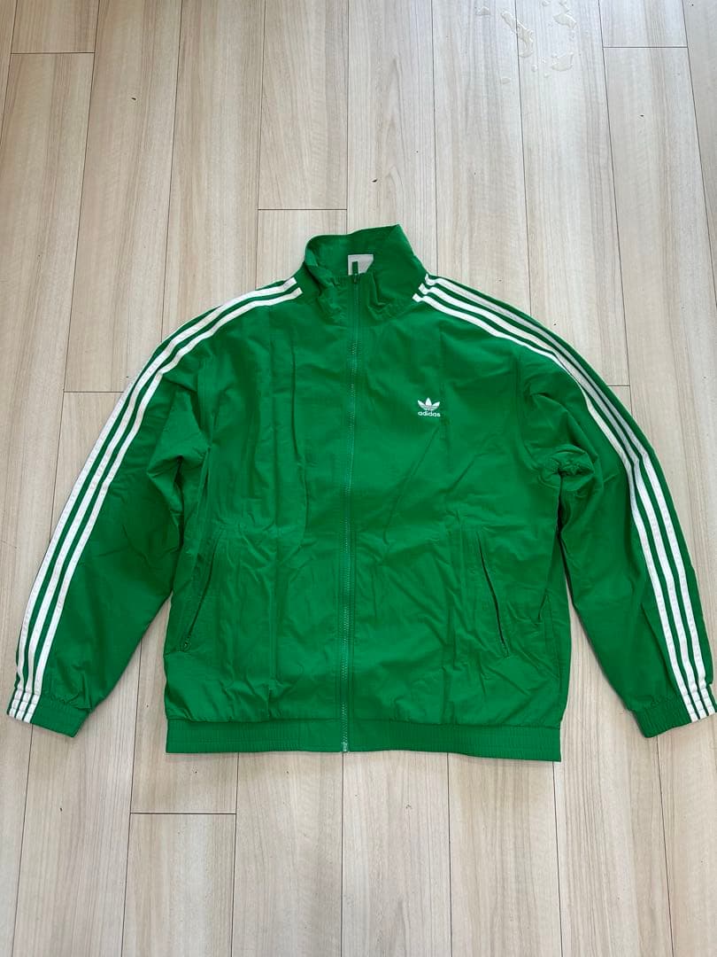 adidas グリーンナイロントラックジャケット パンツセット上3XL下2XL