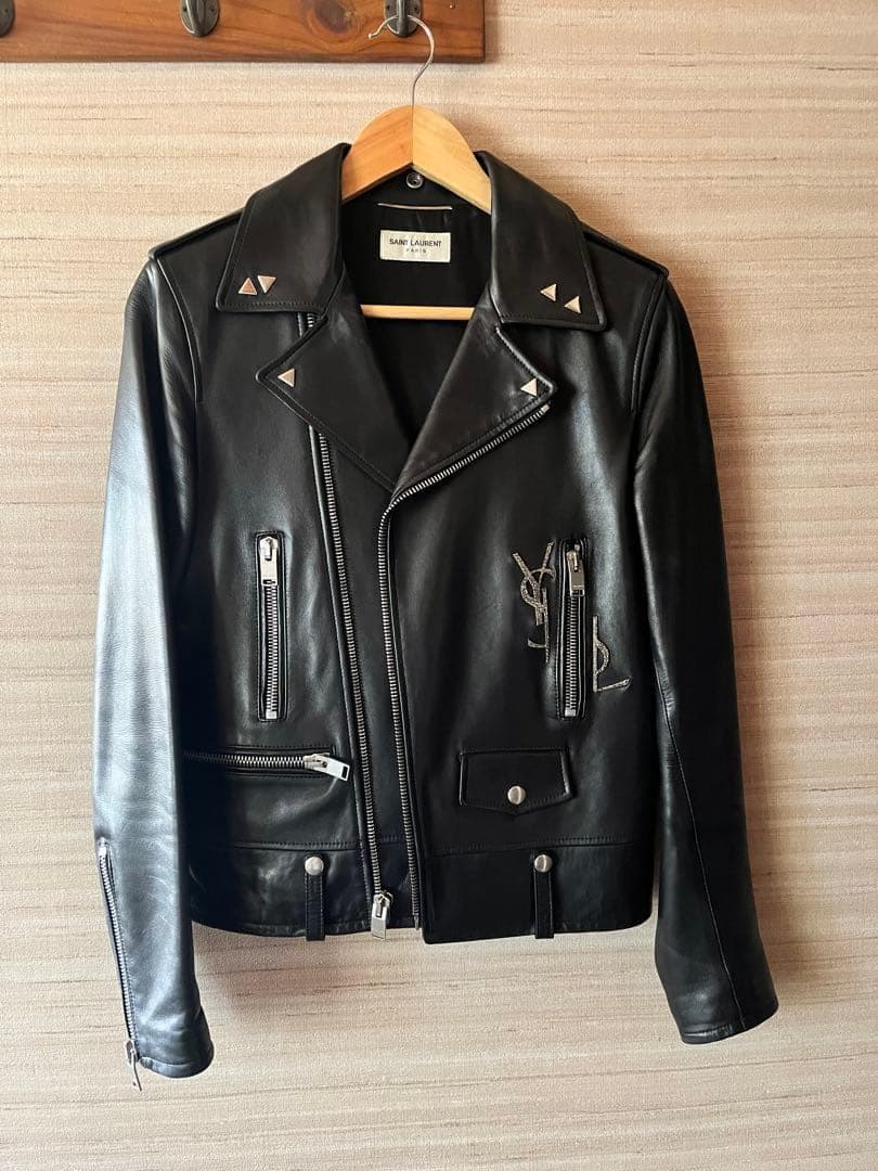 極美品⭐️サンローランパリ YSLロゴ ラムレザー ジャケット 44 超人気