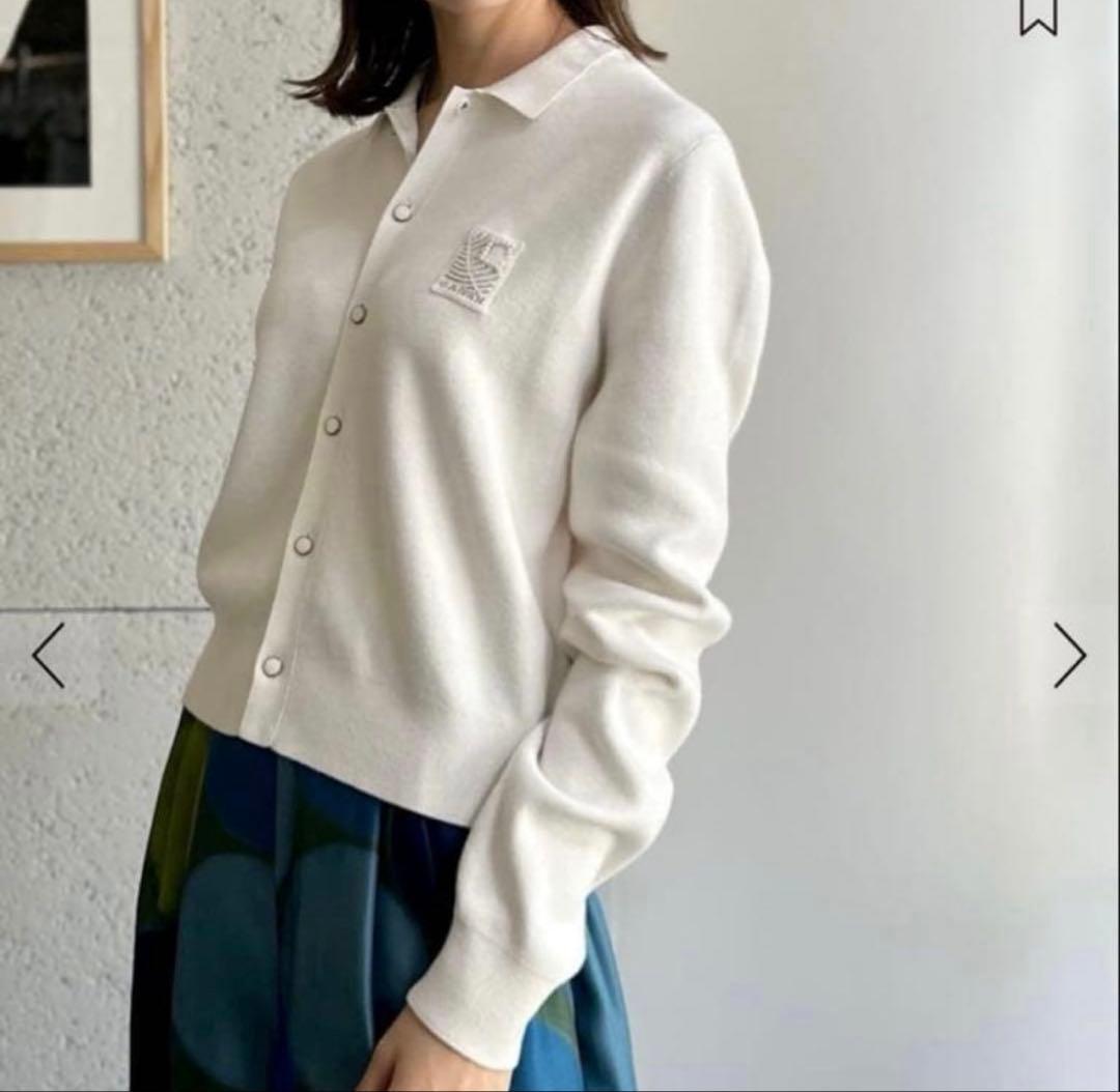 【新品未使用】CABaN キャバン コットンカシミヤ パールロゴポロカーディガン