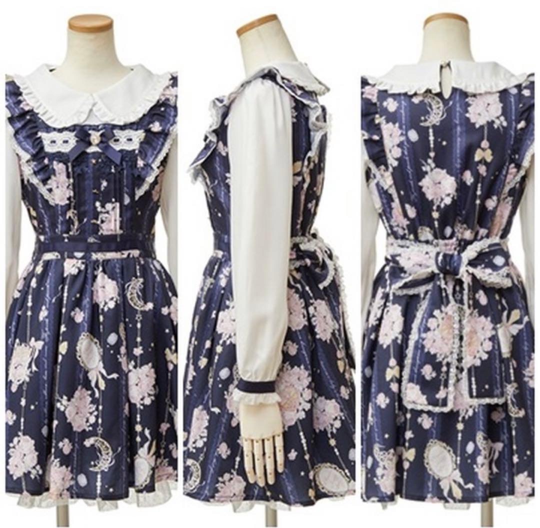 LIZLISAジュエリー柄 ワンピース ネイビー