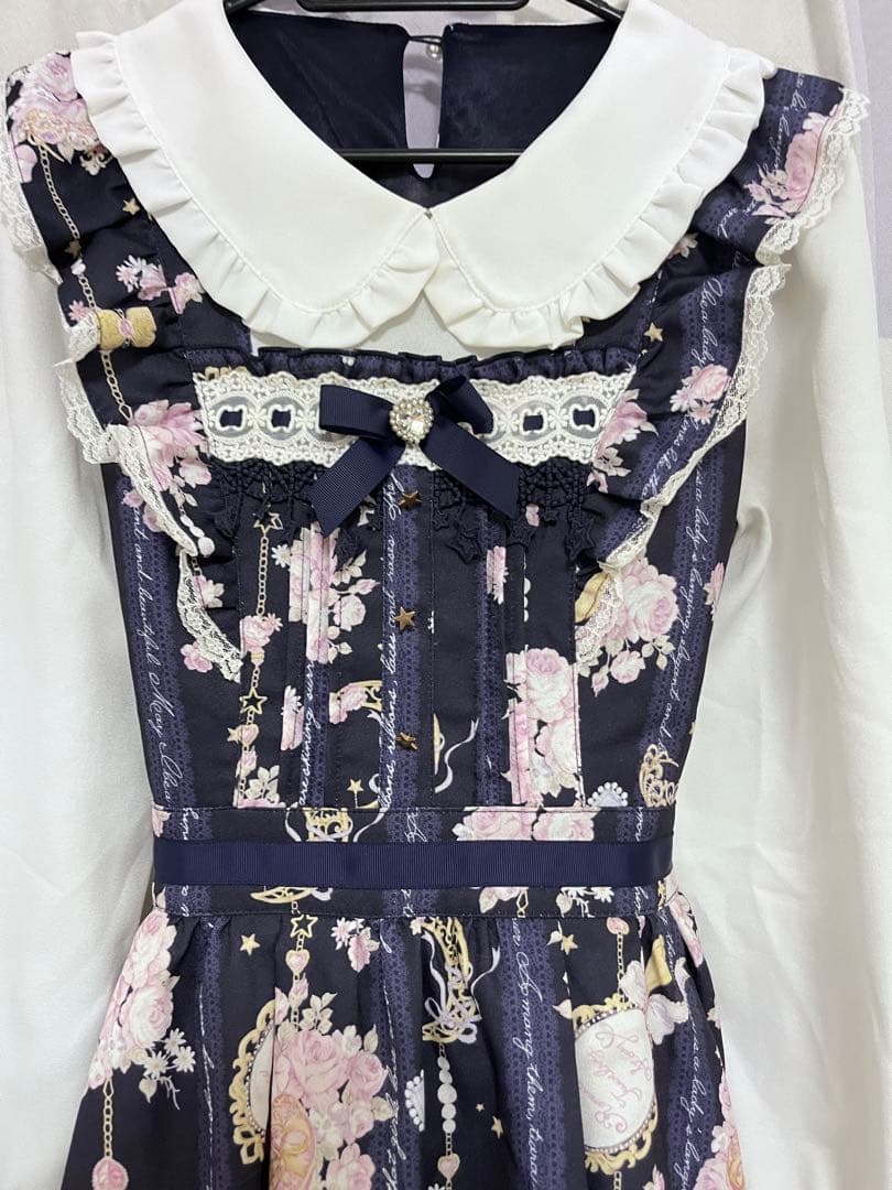 LIZLISAジュエリー柄 ワンピース ネイビー