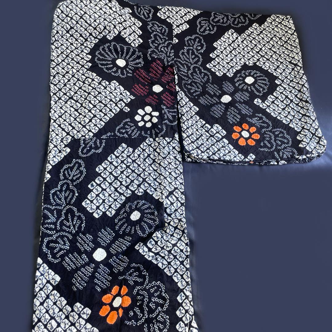 浴衣　有松絞り　身丈161 蜘蛛絞り　有松鳴海絞り　紺地　綿