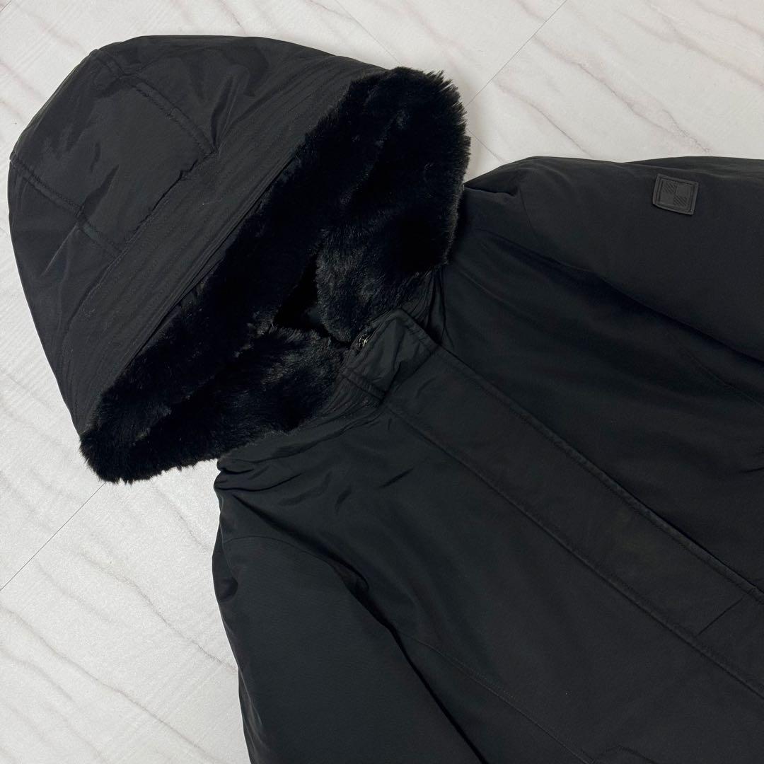 WOOLRICH 現行タグ ボルダー ダウンコート エコファー ロゴ 黒 S