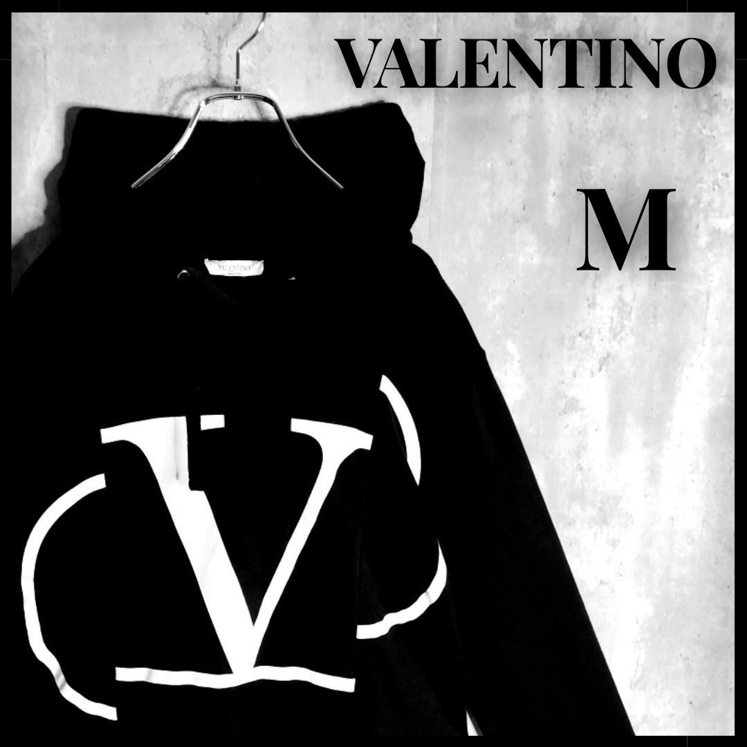 【美品】ヴァレンティノ アシンメトリー ビッグセンターVロゴ パーカー M