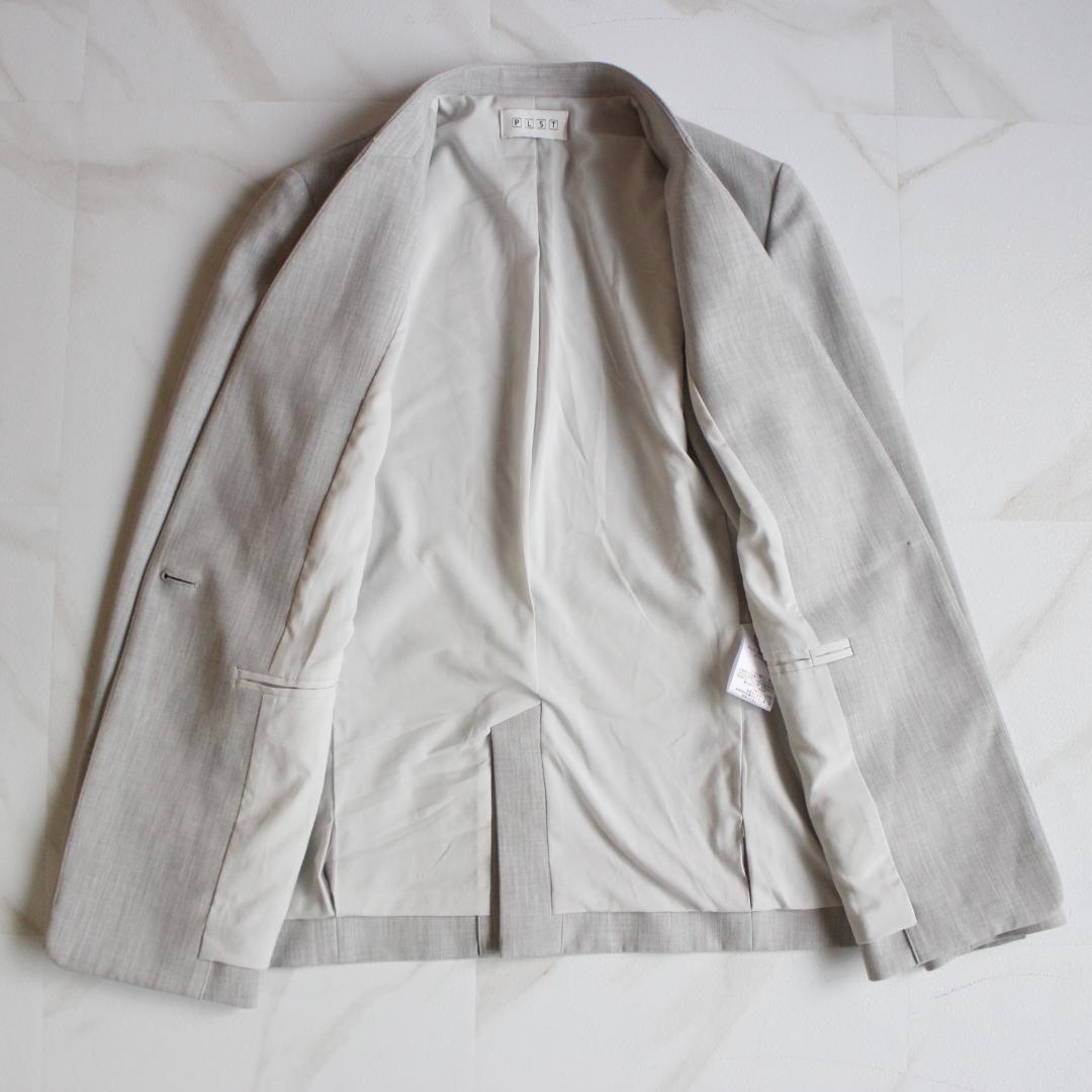 PLST セットアップスーツ XS ノーカラー パンツ グレー ウォッシャブル